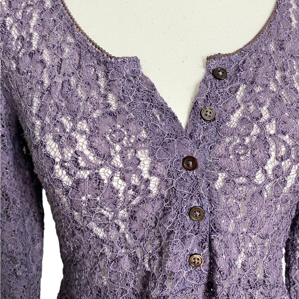 Free People Purple Lace Baby Doll Top, Size XS - Picture 3 of 10